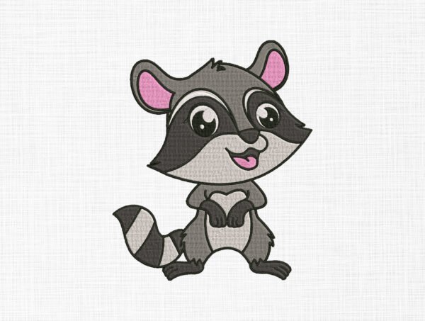 Baby Raccoon Embroidery Design - 5 Sizes