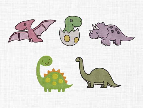 Baby Dinosaur Bundle Embroidery Design - 7 Sizes
