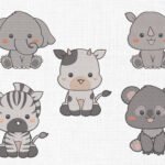 Safari Animals Bundle Embroidery Design - 5 Sizes