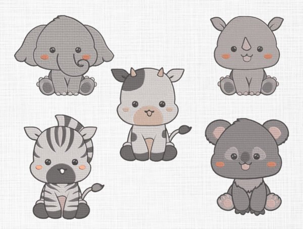 Safari Animals Bundle Embroidery Design - 5 Sizes