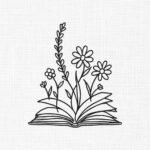 Floral Book Embroidery Design - 5 Sizes