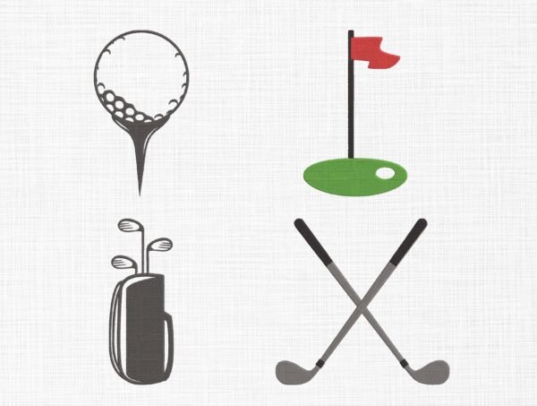 Golf Set Embroidery Design - 5 Sizes