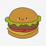 Cute Burger Embroidery Design - 6 Sizes