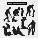 Father and Baby Silhouette Bundle Embroidery Design - 6 Sizes