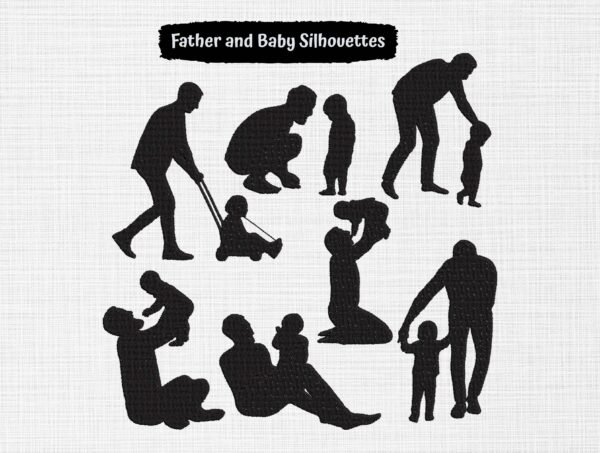 Father and Baby Silhouette Bundle Embroidery Design - 6 Sizes