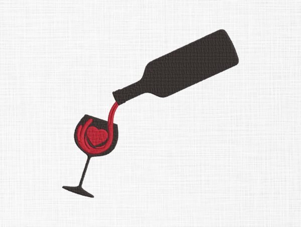 Wine Embroidery Design - 5 Sizes