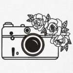 Floral Camera Embroidery Design - 5 Sizes
