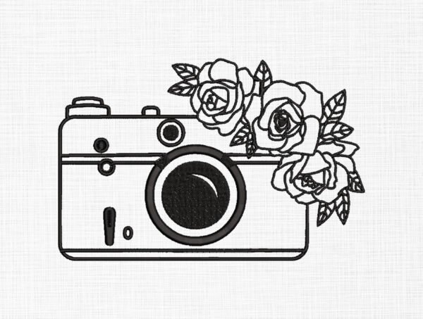 Floral Camera Embroidery Design - 5 Sizes