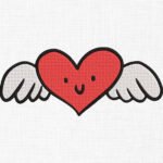 Angel Wings With Heart Embroidery Design - 5 Sizes