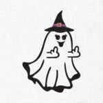 Cute Ghost in Witch Hat Embroidery Design - 5 Sizes