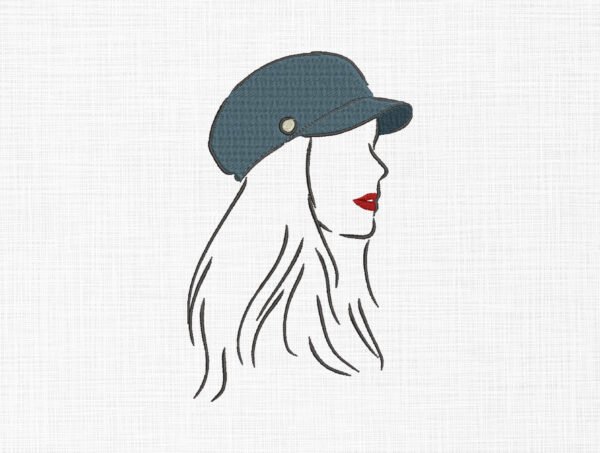 Girl Line Art Embroidery Deign - 5 Sizes