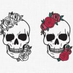 Floral Skull Embroidery Design - 5 Sizes