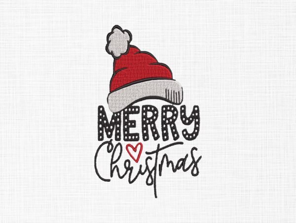 Merry Christmas Cap Embroidery Design - 5 Sizes