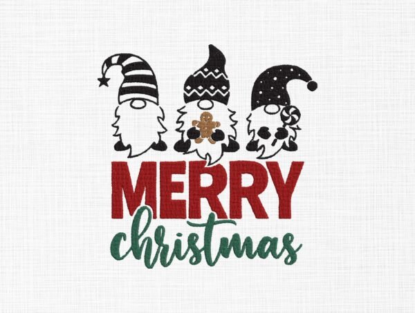 Merry Christmas Gnome Embroidery Design - 5 Sizes