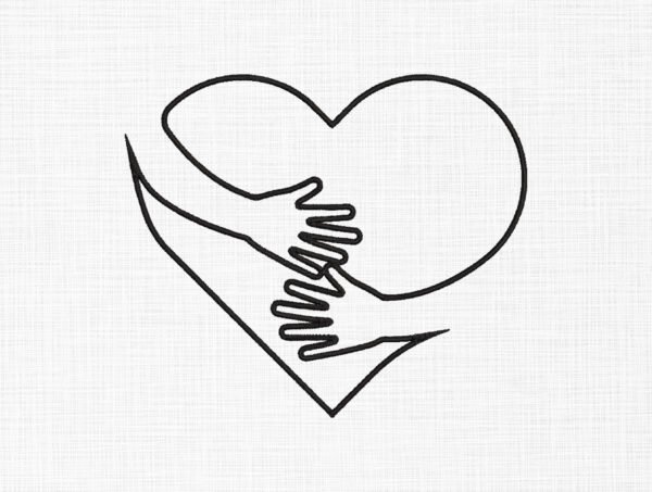 Hugging Heart Embroidery Design - 5 sizes