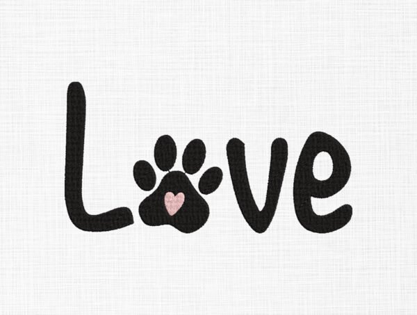 Love Paw Embroidery Design - 5 Sizes