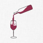Wine bottle Embroidery Design - 5 Sizes
