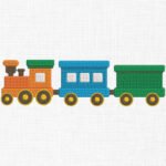 Toy Train Embroidery Design - 5 Sizes