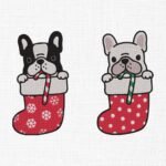 Christmas Dog In Socks Embroidery Design - 5 Sizes