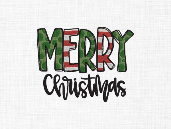 Merry Christmas Embroidery Design - 5 Sizes