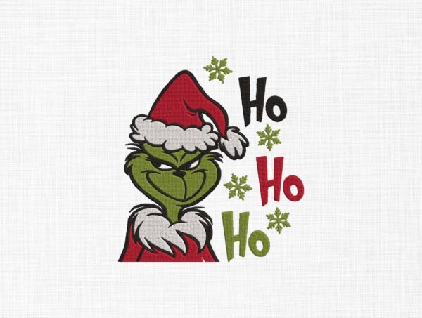 Ho Ho Ho Christmas Grinch Embroidery Design - 5 Sizes