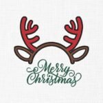 Merry Christmas Deer With Ears Embroidery Design - 5 Sizes