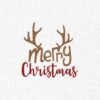 Merry Christmas With Deer Horns Embroidery Design - 5 Sizes