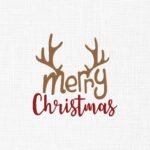 Merry Christmas With Deer Horns Embroidery Design - 5 Sizes