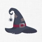 Witch Hat With Spider Embroidery Design - 5 Sizes