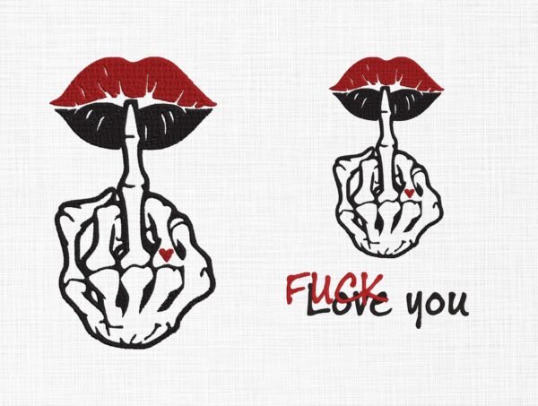 Fuck You Skeleton Hand Embroidery Design - 5 Sizes