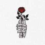 Rose in Skeleton Hand Embroidery Design - 5 Sizes