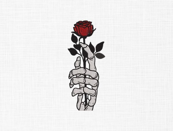 Rose in Skeleton Hand Embroidery Design - 5 Sizes