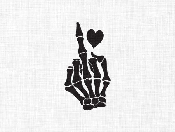 Skull Hand With Heart Embroidery Design - 5 Sizes