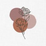 Line Art Flower Embroidery Design - 5 Sizes