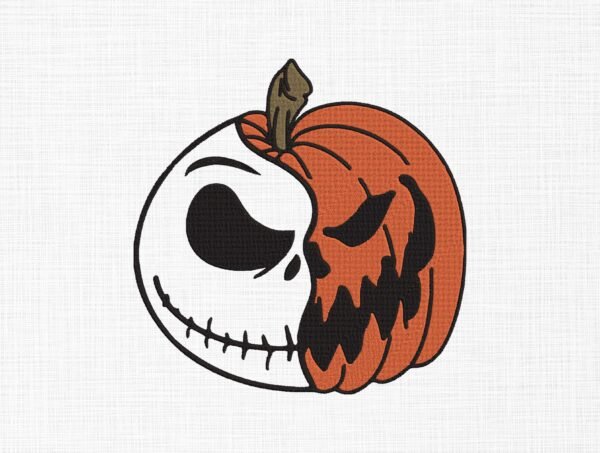 Skull Pumpkin Embroidery Design - 5 Sizes