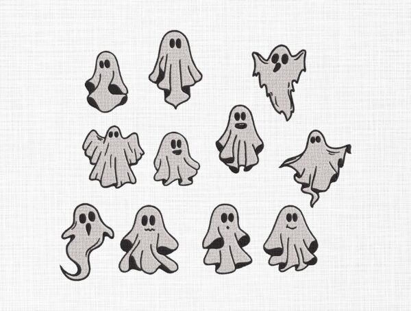 Halloween Ghost Bundle Embroidery Design - 5 Sizes