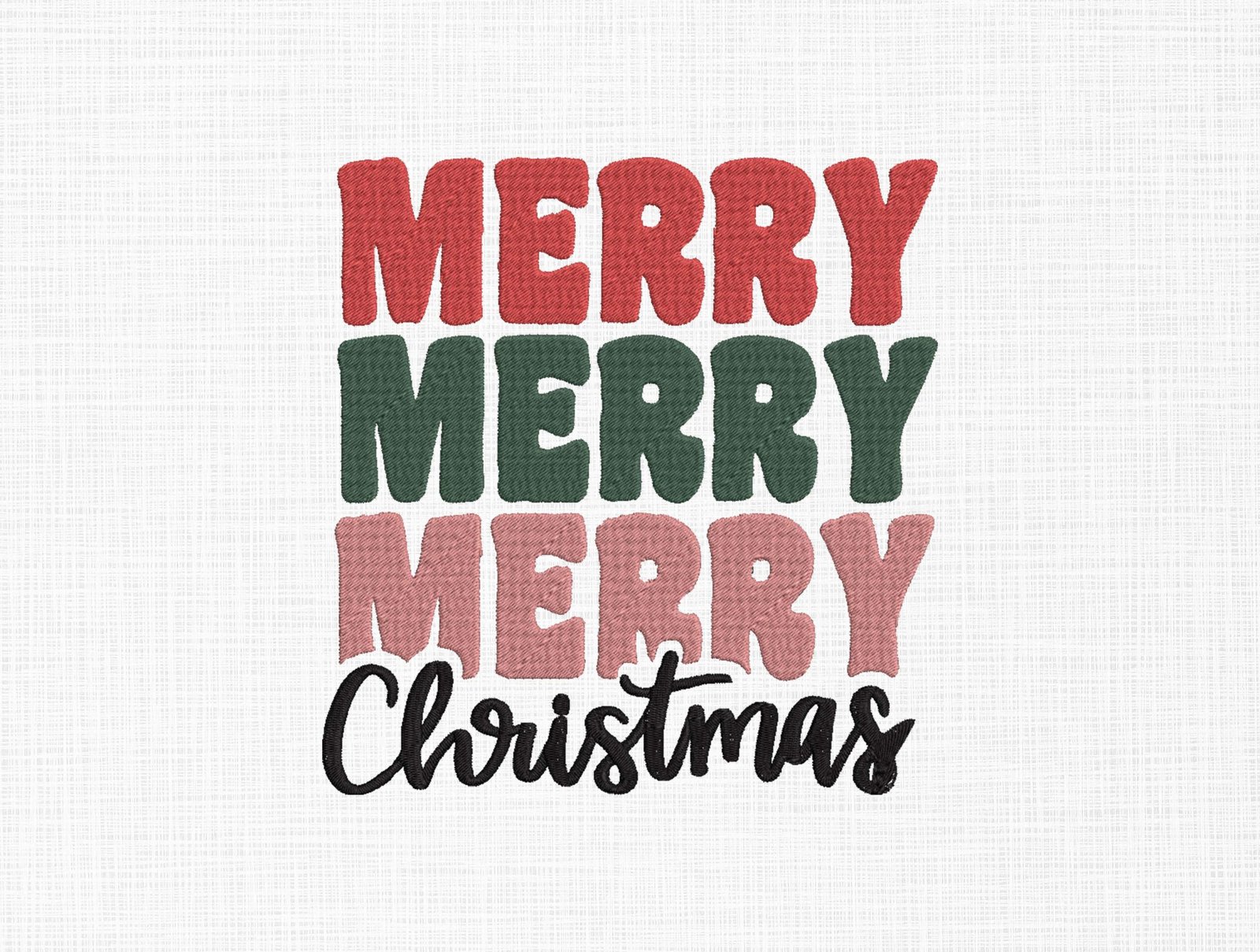 Merry Christmas Embroidery Design - 5 Sizes