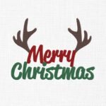 Deer Antler Merry Christmas Embroidery Design - 5 Sizes
