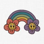 Floral Rainbow Embroidery Design - 5 Sizes