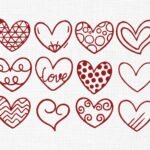 Hearts Line Art Bundle Embroidery design - 5 Sizes