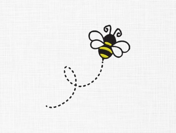 Honey Bee With Tail Embroidery Design - 6 Sizes