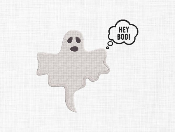 Hey Boo Embroidery Design - 5 Sizes