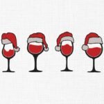 Santa Wine Glasses Embroidery Design - 5 Sizes