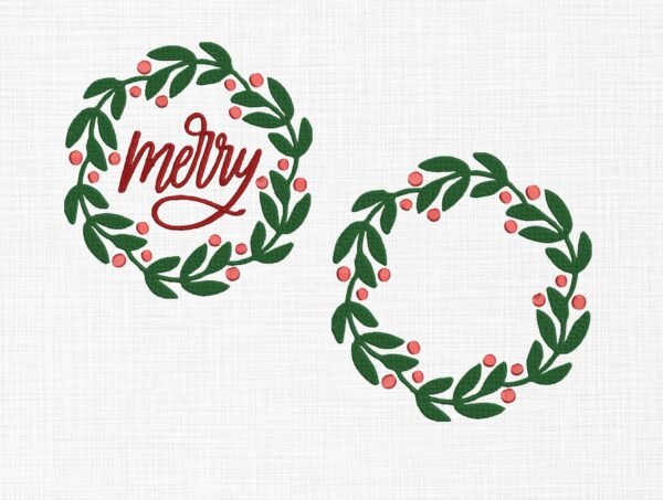 Christmas Wreath Embroidery Design - 5 Sizes