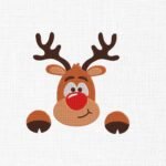 Cute Christmas Deer With Antlers Embroidery Design - 5 Sizes