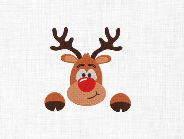 Cute Christmas Deer With Antlers Embroidery Design - 5 Sizes