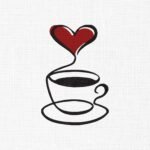 Coffee Cup With Heart Embroidery Design - 5 Sizes