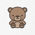 Cute Teddy Bear Embroidery Design - 5 Sizes