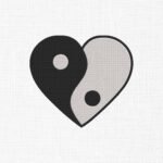 Yin Yang Heart Embroidery Design - 5 Sizes