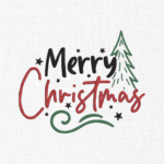 Merry Christmas Embroidery Design - 5 Sizes